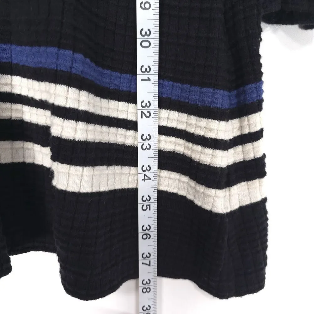 FREE‎ PEOPLE Black Striped Long Sleeve Gidget Sweater Mini Dress Ribbed MEDIUM